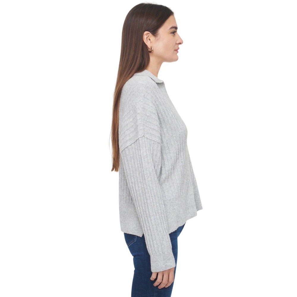 Pistola Zoe Relaxed Polo Sweater Heather Gray Size Small Revolve NWT - Picture 4 of 9